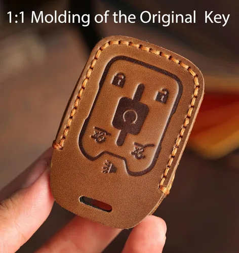 Miniatura 5 de Funda de llave de cuero de 6 botones, compatible con GMC Yukon Chevy Suburban Tahoe 2015-2020 etc, diseño sin tornillos estilo retro protector