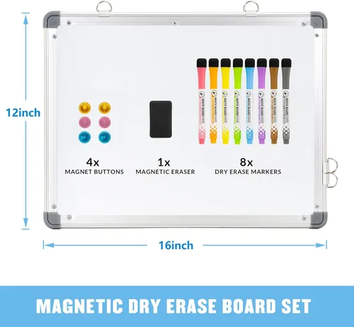 Miniatura 6 de LUCYCAZ Pizarra semanal de borrado en seco, pizarra magnética de borrado en seco de 16 x 12 pulgadas para pared, pizarra blanca colgante de doble