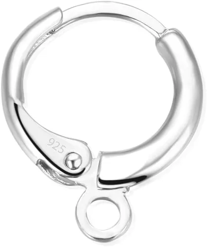 Adabele 30 ganchos redondos de plata de ley para aretes (15 pares, 0.472 pulgadas, plateado)