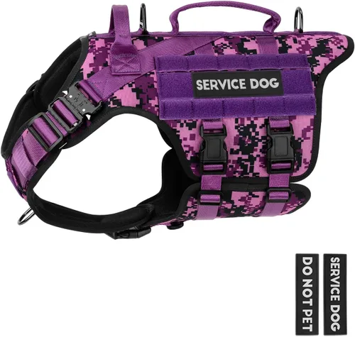 Miniatura 14 de Arnés táctico para perros - PETNANNY Chaleco para perro de servicio para perros grandes Cobertura corporal completa en arnés para perros de Rosa