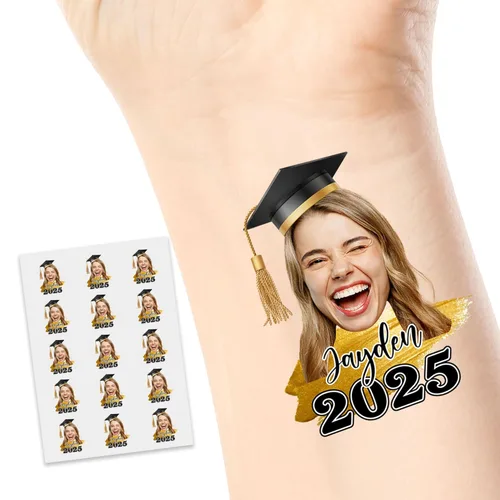 Miniatura 8 de Tatuajes temporales personalizados, personaliza cualquier foto tatuajes para cumpleaños, boda, despedida de soltera, 1 juego de 15 tatuajes Patrón 9