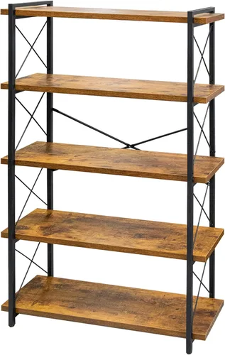 Miniatura 26 de HCHQHS Estantería Pequeña, Estantería Industrial Ajustable de 3 Niveles, Estantería Abierta Rústica, Estanterías Horizontales de Madera y Metal