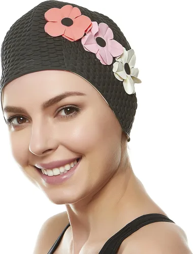 Miniatura 12 de BeeMo Gorro de Natación de Látex para Mujeres - Gorro de Natación de Goma - Suave Cómodo Elástico Elegante Diseño de Corte Bajo Protege el Cabello