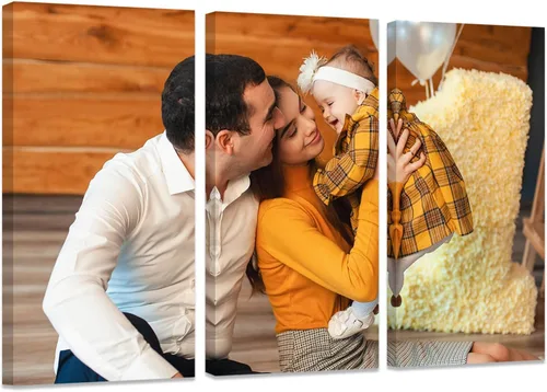 Miniatura 18 de ZXHYWYM Impresiones personalizadas con tus fotos, imágenes personalizadas de 3 piezas para retratos familiares, mascotas, imágenes personalizadas 3