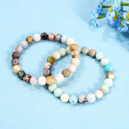 Miniatura 4 de Bivei - Pulsera elástica con cuentas redondas de cristales curativos de Reiki semipreciosos hecha a mano de 0315pulgadas 8 mm