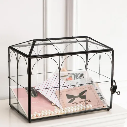 Miniatura 10 de Caja de Tarjetas de Boda de Vidrio Giadun con Ranura, Caja de Tarjetas Grande Transparente de 12.6 Pulgadas, Caja de Almacenamiento de Tarjetas