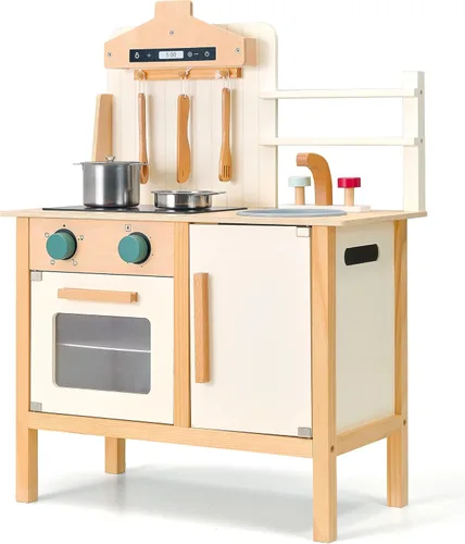 Cocina de juego de madera para niños, juguetes de madera de altura ajustable, set de juego de cocina para niños, juguetes de cocina de diseño