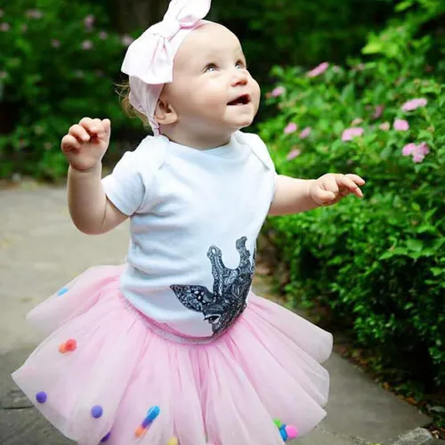 Miniatura 3 de YOHA Vestido tutú de cumpleaños para niñas pequeñas, tutú de sirena, suave, con pompones, para niñas pequeñas