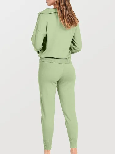 Miniatura 5 de ANRABESS Conjunto de dos piezas para mujer, suéter de manga larga y pantalones con cordón