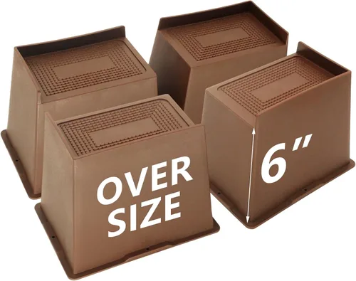 Miniatura 14 de Elevadores de cama de 4 pulgadas, resistentes, elevadores de muebles de gran tamaño, paquete de 4 elevadores de cama extra anchos para mesa, sofá