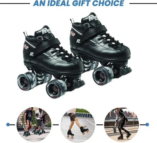 Miniatura 9 de Sure Grip Rock GT50 Negro Elegantes Patines de Interior para Hombres y Mujeres con Compuesto de Nylon, Ruedas de 62mm en Espiral y Rodamientos ABEC-5