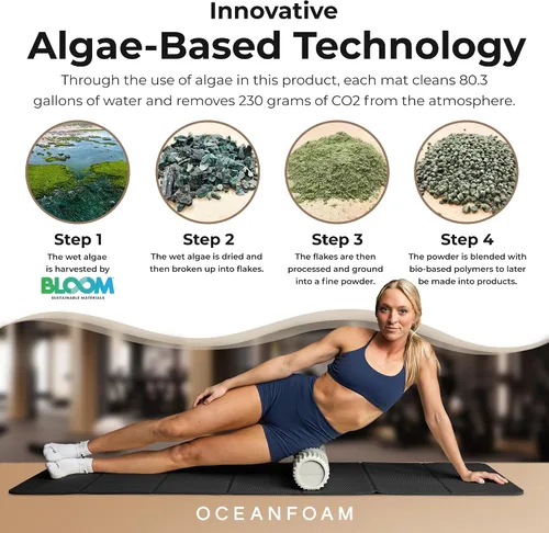 Miniatura 4 de Oceanfoam Tapete de entrenamiento de viaje, tapete de ejercicio plegable de 0.3 pulgadas de grosor para yoga, pilates y fitness, tapete