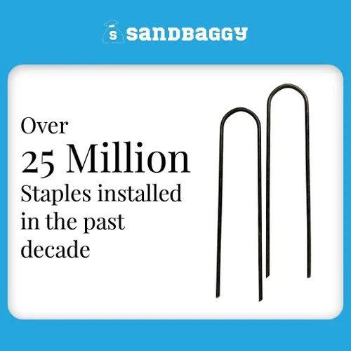 Miniatura 6 de Sandbaggy 100 grapas de paisaje de 6 pulgadas ~ SOD Staples Garden Stakes Round Pins