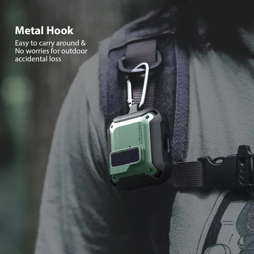 Miniatura 5 de Nillkin Funda para Airpods 3 con bloqueo magnético seguro, funda protectora para Airpods 3 con llavero de metal, cuerpo completo a prueba de golpes
