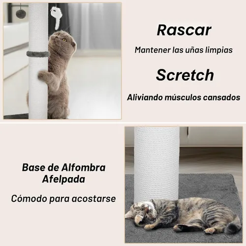 Miniatura 7 de Poste rascador para gatos Ahomdoo de 34 pulgadas, poste rascador para gatos resistente y más grueso de sisal con bola colgante y poste rascador
