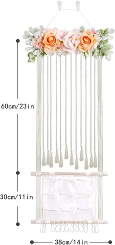 Miniatura 5 de Cinta para la cabeza/lazo para el pelo para niñas, organizador de lazos para el pelo de flores, decoración elegante para colgar en la pared, regalo
