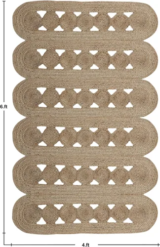 Miniatura 3 de Alfombra de área kilim de 2 x 3 pies, alfombra trenzada de yute beige, alfombra geométrica kilim de 0.27 pulgadas, alfombra de tejido plano