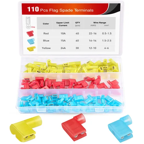 Nilight 50047R - Juego surtido de conectores de terminales de crimpado eléctricos de calibre 110 Uds. de nailon con aislamiento para mujer,