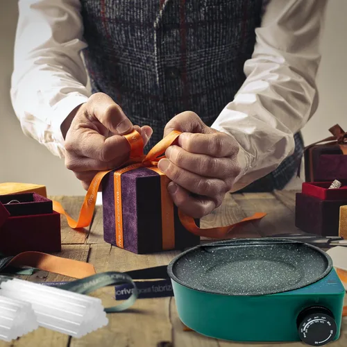 Miniatura 6 de Olla de pegamento caliente, sartén de pegamento floral para manualidades, medidor de control de temperatura 212°F-392°F, 8.25 pulgadas de diámetro
