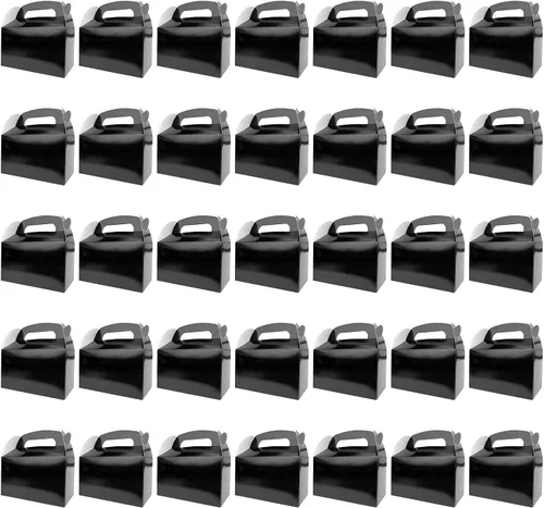 HKLMRO 35 cajas de regalo para fiestas, galletas de caramelo negro, caja de regalo, bolsas de regalo portátiles para aperitivos, golosinas, cartón,