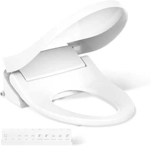 Miniatura 2 de Kohler PureWash E815 - Asiento de inodoro alargado para bidé, agua tibia, blanco con control remoto, varita de autolimpieza, controles