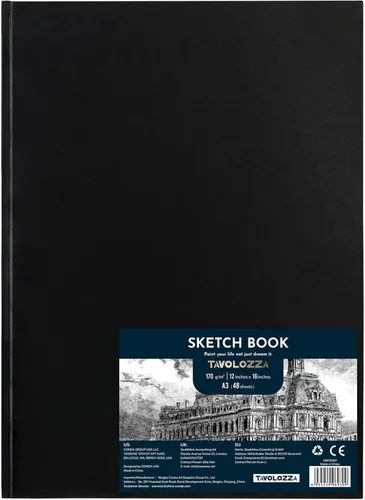 Miniatura 7 de Tavolozza - Cuaderno de bocetos de tapa dura A3 (16.6 x 11.7 pulgadas), 48 páginas de papel de dibujo pesado 102 lb/170gsm sin ácidos, superficie
