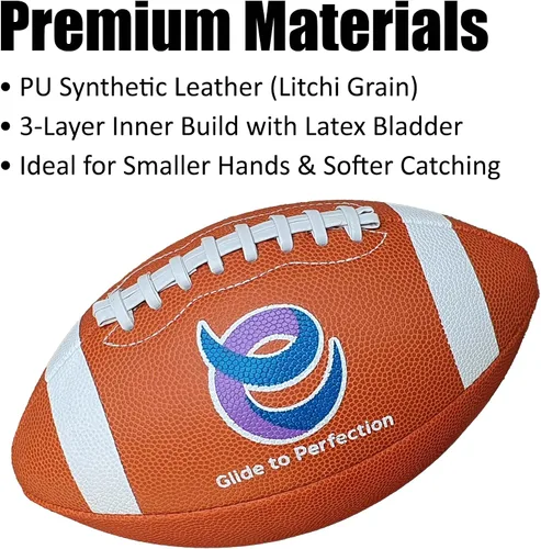 Miniatura 3 de EverGlide - Fútbol americano hecho a mano, piel sintética, tamaño completo y junior, pelota de grano de litchi duradera con cordones de agarre