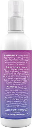 Miniatura 10 de VAL Lombardi - Spray de aromaterapia de magnesio, aceite para aliviar la migraña y el dolor de cabeza con magnesio Zechstein, lavanda, menta