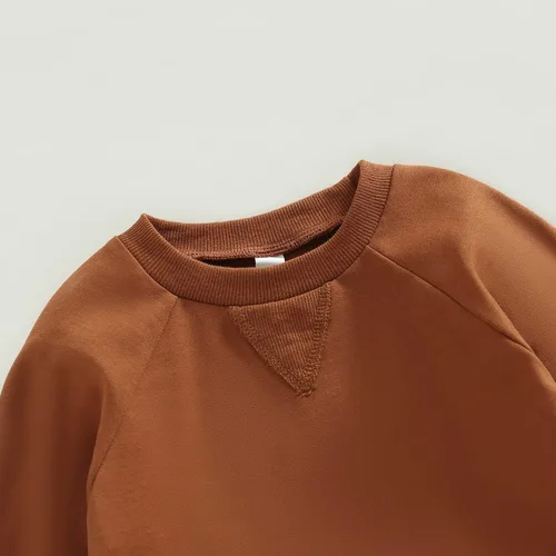 Miniatura 157 de Conjunto de 2 piezas de sudadera de manga larga con cuello redondo y pantalones casuales para bebés y niños pequeños