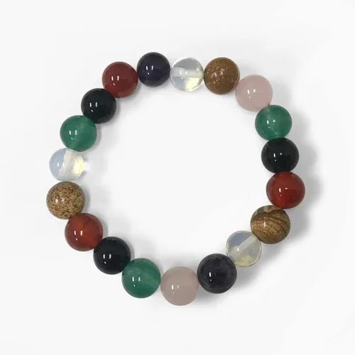 Miniatura 123 de Gem Avenue Handmade Round Bead Stretch Bracelet Unisex Natural Stone Beaded Jewelry for Men & Women, Elastic Wristband for Daily Wear