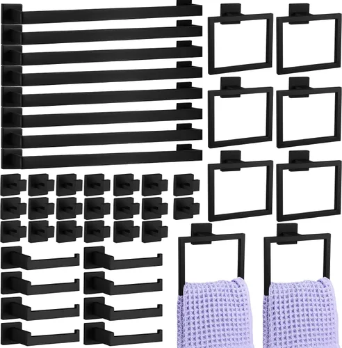 Miniatura 19 de Gisafai Juego de 10 Piezas de Accesorios de Ferretería para Baño de 23.6 Pulgadas, Kit de Barra para Toallas de Baño de Acero Inoxidable, Juego