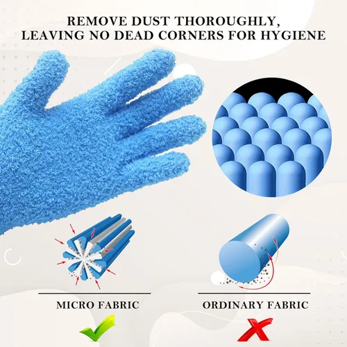 Miniatura 2 de Guantes de microfibra para quitar polvo de plantas de Evridwear reutilizables, guante de limpieza de hojas para plantas de interior, persianas, Azul