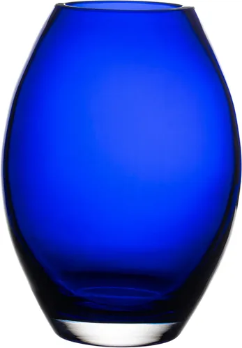 Barski Vidrio - Hecho a mano - 8" H - (8 pulgadas de alto) - Jarrón de barril - Azul cobalto - Hecho en Europa