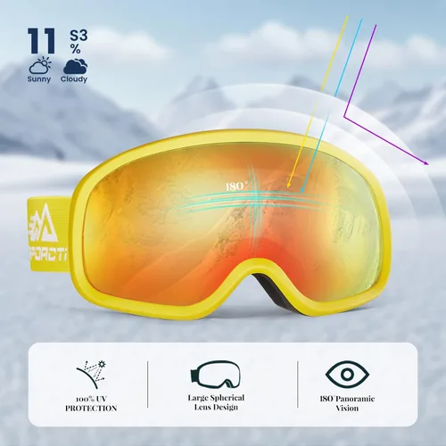 Miniatura 2 de Gafas de esquí OTG, 100% Protección UV, Antiempañamiento, Lentes polarizadas para esquí y snowboard para hombres, mujeres y adultos