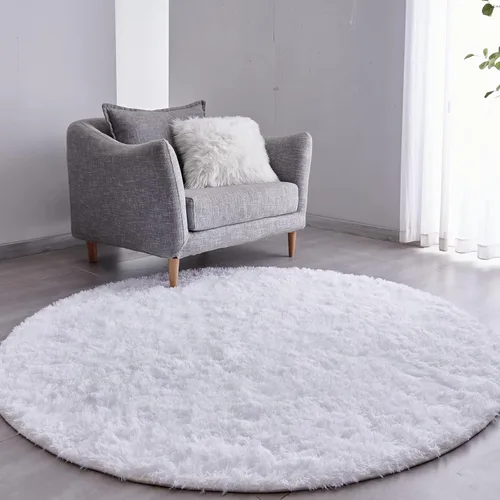 Miniatura 16 de FJZFING Alfombra redonda de color gris oscuro con teñido anudado, ultra suave, moderna, de 7 x 7 pies, alfombra circular para dormitorio de niños