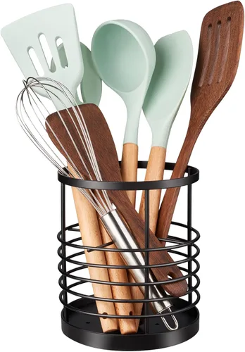 RedCall Soporte para utensilios para encimera de cocina, soporte de espátula de metal, soporte de utensilios de cocina para cuchara, organizador de