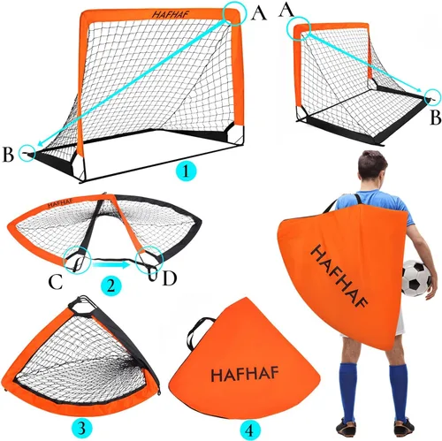 Miniatura 7 de HAFHAF Soccer Goals, 4x3 ft Portable Kid Soccer Goals for Backyard with Ball, Ladder, and Cones Pop Up Soccer Net Soccer Set for Kids Age Youth and