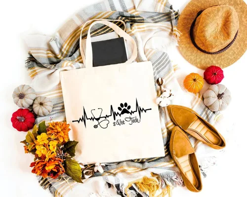 Miniatura 3 de Vet Tech - Bolsa de lona para mujer, estética, medicina veterinaria, reutilizable, bolsa de compras para el hombro, regalo divertido Blanco