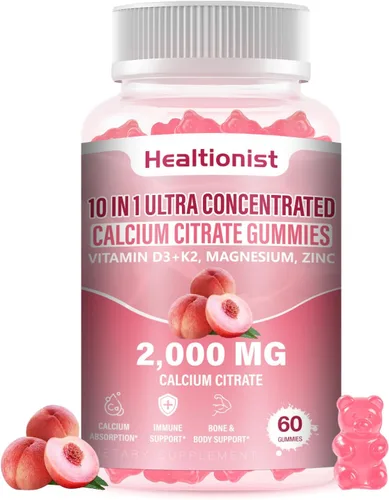 1 paquete de 2000 mg de citrato de calcio con suplementos de vitamina D3 K2 para mujeres y hombres, magnesio, zinc, alta absorción, apoyo óseo,