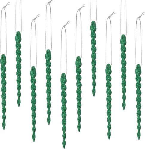 Miniatura 35 de 30 piezas de carámbanos de plástico trenzados para árbol de Navidad; adornos colgantes para árbol de Navidad, fiesta de Navidad, boda, fiesta