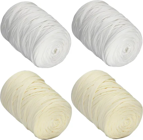Miniatura 10 de 400g de hilo de tela elástica para tejer con ganchillo para DIY, 119 metros de hilo de espagueti grueso para tejer para proyectos de bolso, cesta