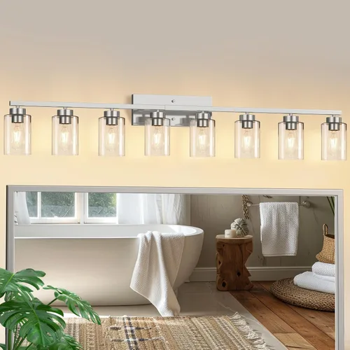 Miniatura 14 de IZORRO Moderna lámpara de baño, 3 luces negras claras, accesorios de iluminación de baño sobre espejo con vidrio transparente para sala de estar