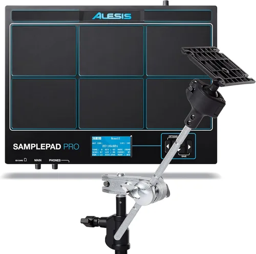 Miniatura 10 de Alesis Sample Pad 4 + Abrazadera Multipad - Instrumento de percusión/activación de muestras con 4 almohadillas sensibles a la velocidad y sistema