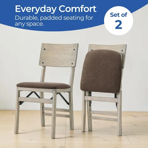 Miniatura 7 de Stakmore Classic Comfort - Sillas plegables de madera con respaldo curvo con asientos acolchados, juego de 2 sillas de comedor plegables sin