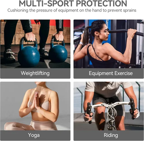 Miniatura 6 de Guantes de entrenamiento para hombres y mujeres, guantes de levantamiento de pesas antideslizantes con absorción de golpes, guantes de gimnasio