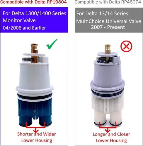 Miniatura 2 de Reemplazo del cartucho de equilibrio de presión compatible con válvulas de bañera y ducha Delta Monitor (serie 1300/1400 (RP19804))