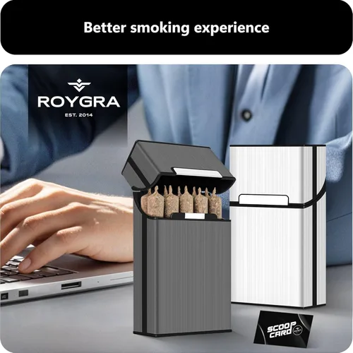 Miniatura 6 de Paquete de 2 cajas de soporte de cono preenrollado tamaño King, caja de cigarrillos de 10 agujeros para cigarrillos de tamaño regular o king, caja