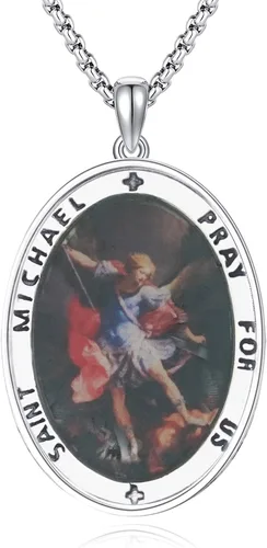 Miniatura 294 de Collar de plata de ley 925 con medalla de San Patrón, colgante de protección católica, amuleto, joyería religiosa para hombres y mujeres