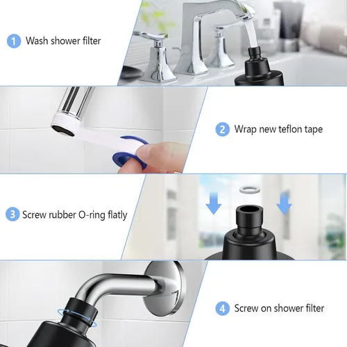Miniatura 8 de Cabezal de ducha filtrado, cabezal de ducha de alta presión de 3 modos con cartucho de filtro de ducha de agua dura de 15 etapas para eliminar