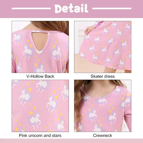 Miniatura 4 de V.&GRIN Vestido de niña suave de manga larga floral twirly casual y vestido de fiesta para niños pequeños de 2 a 8 años